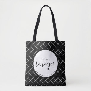 Elegant Future Lawyer Check Pattern Personalized Tote Bag