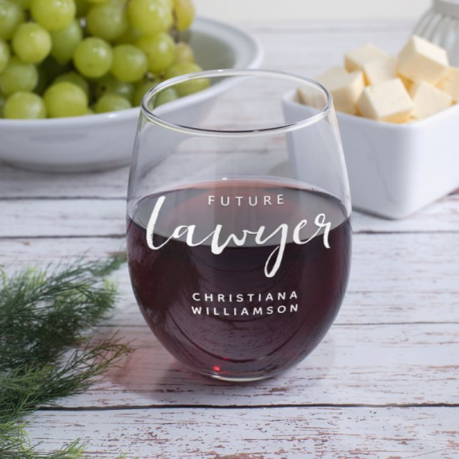 Elegant Future Lawyer Personalized Stemless Wine Glass (Creator Uploaded)
