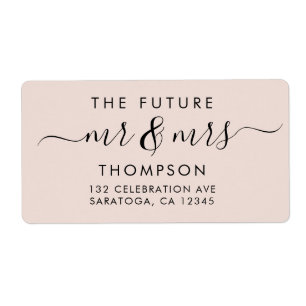 Elegant Future MR and MRS Script Modern Blush Pink Label
