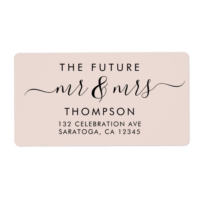 Elegant Future MR and MRS Script Modern Blush Pink Label (Front)