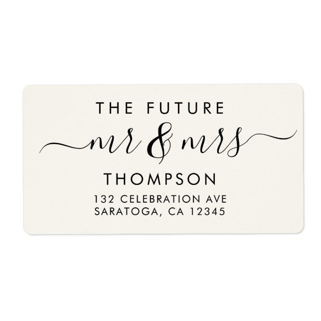 Elegant Future MR and MRS Script Modern Ivory Label (Front)
