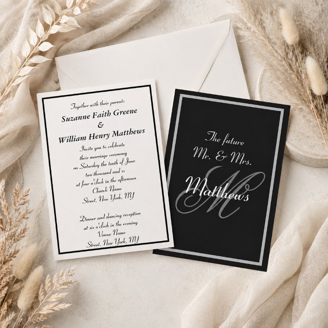 Elegant Future Mr Mrs Monogram Wedding Invitations (Creator Uploaded)