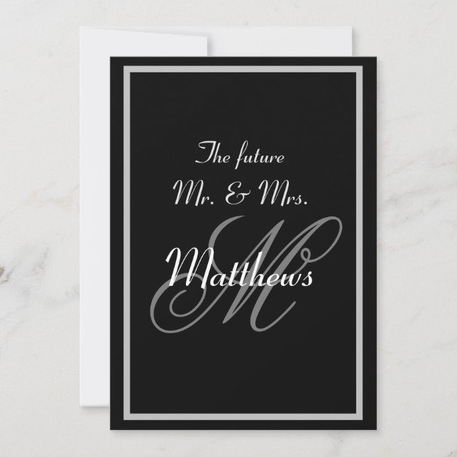 Elegant Future Mr Mrs Monogram Wedding Invitations (Front)