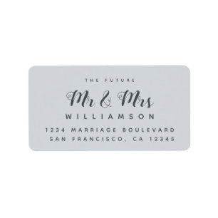 Elegant Future Mr Mrs Wedding Return Address Label