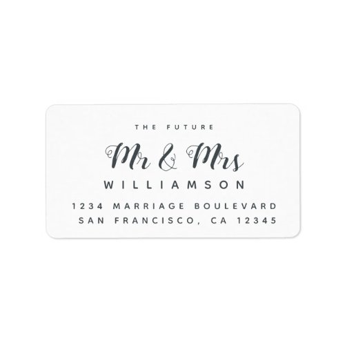 Elegant Future Mr Mrs Wedding Return Address Label