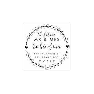 Elegant Future Mr & Mrs Wedding Return Address Rubber Stamp