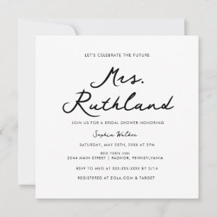 Elegant Future Mrs Black & White Bridal Shower Invitation
