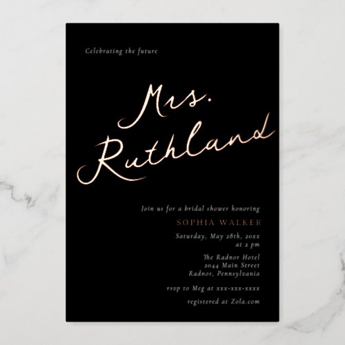 Elegant Future Mrs Bridal Shower Rose Gold Foil Foil Invitation