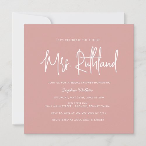 Elegant Future Mrs Pink Bridal Shower Invitation