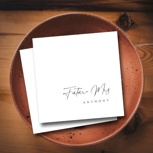 Elegant Future Mrs Script Bridal Shower Napkins (Elegant Future Mrs _ Hand Lettered Bridal Shower Napkin)