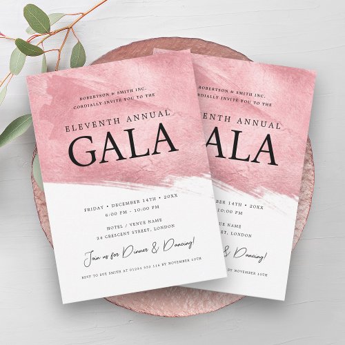 Elegant GALA Company Rose Gold Brush  Invitation