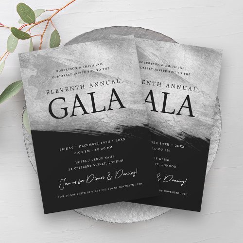 Elegant GALA Company Silver Brush Black  Invitation