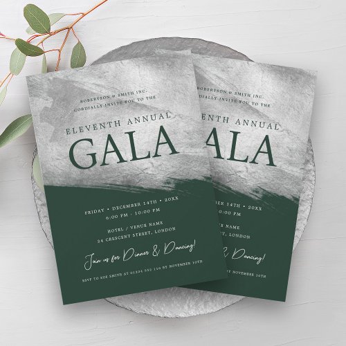 Elegant GALA Company Silver Brush Emerald  Invitation