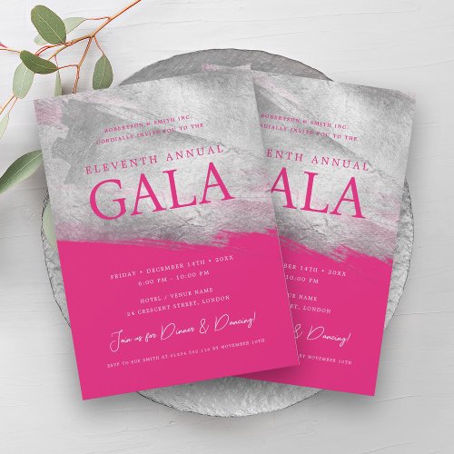 Elegant GALA Company Silver Brush Hot Pink  Invitation