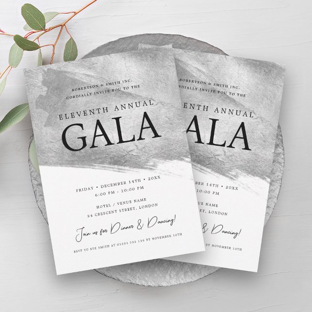 Elegant GALA Company Silver Brush  Invitation (Elegant GALA Company Silver Brush Invitation)