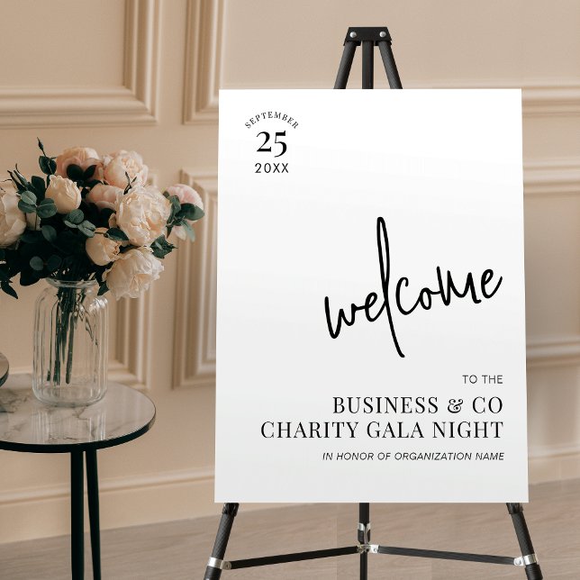 Elegant Gala Night Corporate Event Welcome Sign (Minimalist modern corporate event welcome sign with fully editable text and colors)