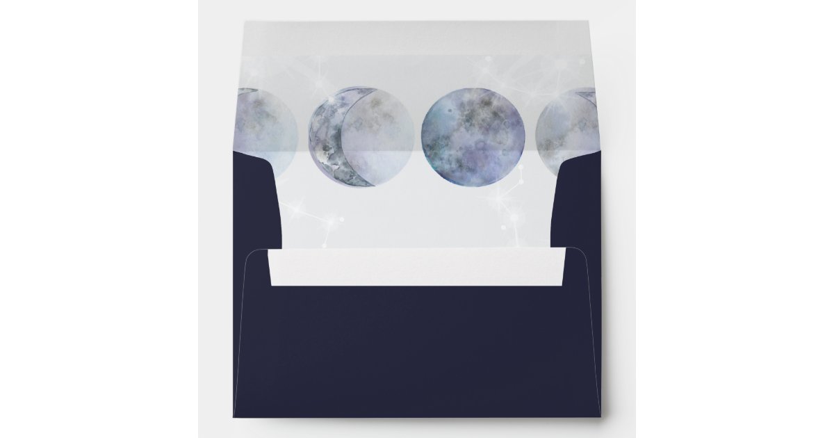 Elegant Galaxy Blue Moons Wedding Envelope | Zazzle