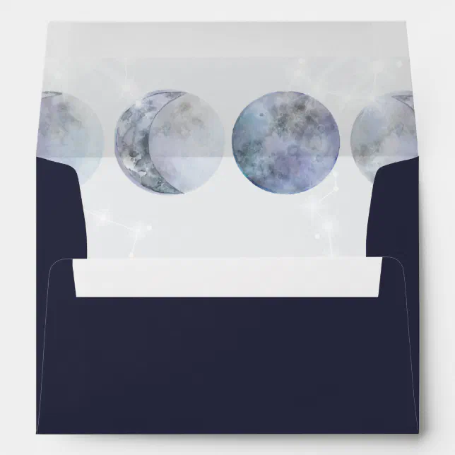 Elegant Galaxy Blue Moons Wedding Envelope | Zazzle