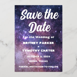 Elegant Galaxy Celestial Photo Constellation QR Foil Invitation