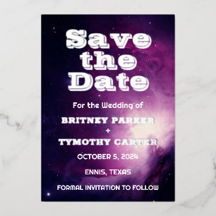 Elegant Galaxy Celestial QR Code Constellation Foi Foil Invitation