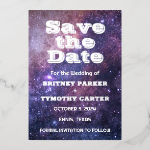 Elegant Galaxy Celestial QR Code Constellation Foil Invitation