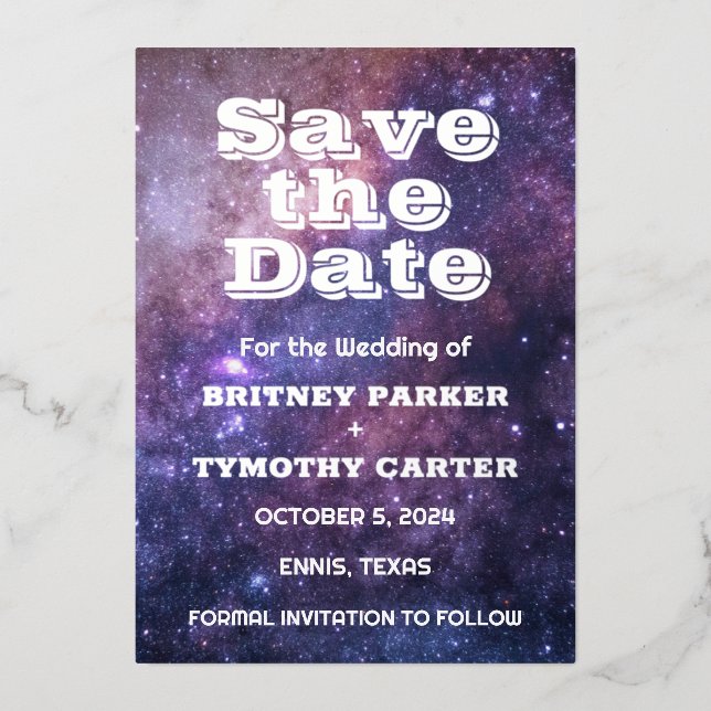 Elegant Galaxy Celestial QR Code Constellation Foil Invitation (Front)