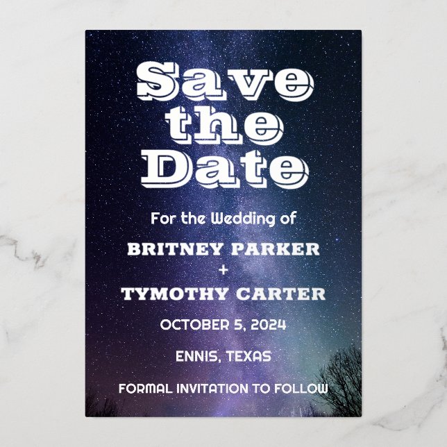 Elegant Galaxy Celestial QR Code Constellation Foil Invitation (Front)
