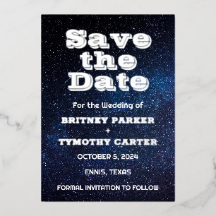 Elegant Galaxy Celestial QR Code Constellation  Foil Invitation