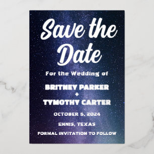 Elegant Galaxy Celestial QR Code Constellation Foil Invitation