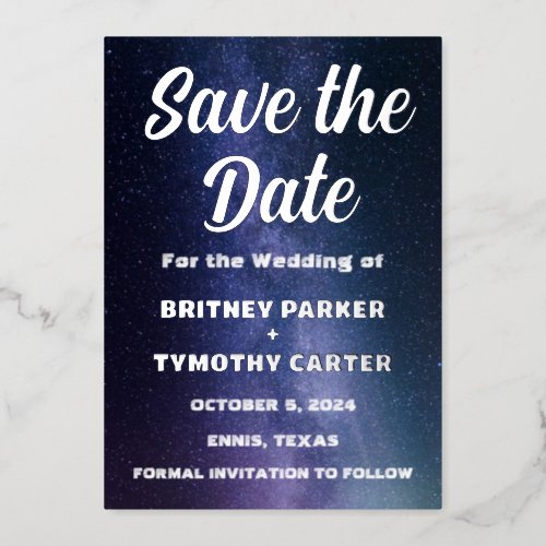 Elegant Galaxy Celestial QR Code Constellation Foil Invitation