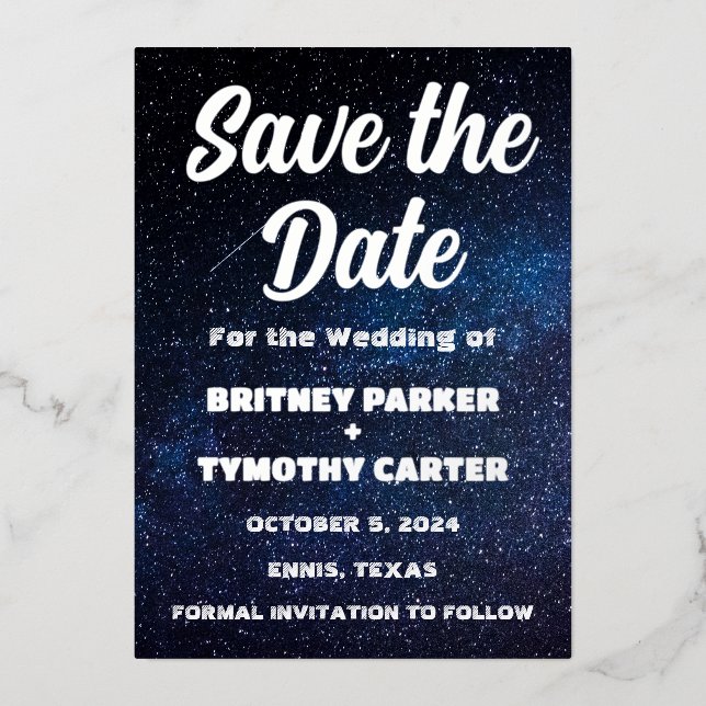 Elegant Galaxy Celestial QR Code Constellation Foil Invitation (Front)