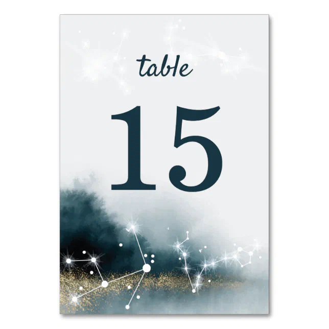 Large Star Table Numbers Elegant Galaxy Gold Stars Wedding Table Number | Zazzle