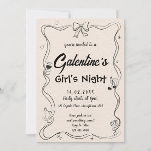 Elegant Galentine's Girls Night Invitation