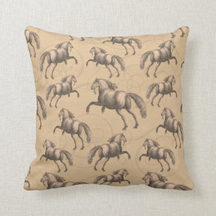 Elegant Galloping Spanish Horse Throw Pillow
