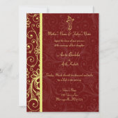 Elegant Ganapati Red & Gold Wedding Invitations (Front)