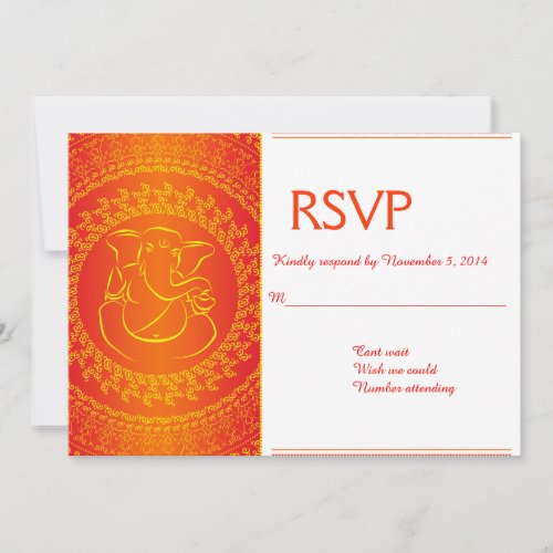 Elegant Ganesh  Indian God Orange RSVP Cards