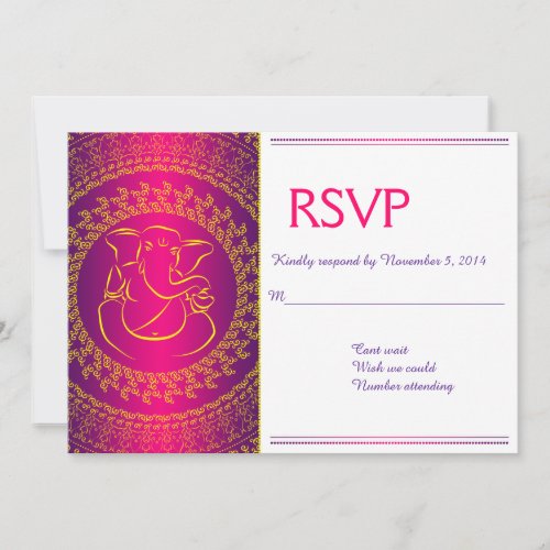 Elegant Ganesh  Indian God Pink RSVP Cards
