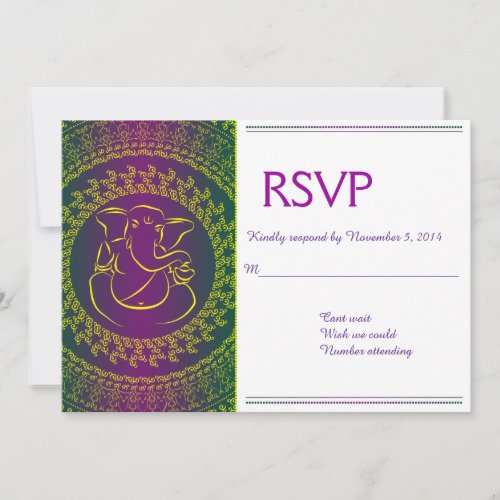 Elegant Ganesh  Indian God Purple RSVP Cards