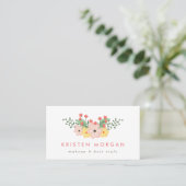Elegant Garden Botanical Floral Makeup Artist Business Card (Standing Front)