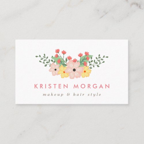 Elegant Garden Botanical Floral Makeup Artist Business Card