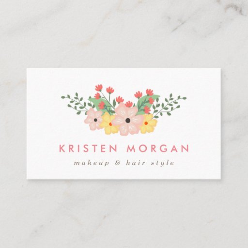 Customizable Elegant Garden Botanical Floral Makeup Artist Business Card