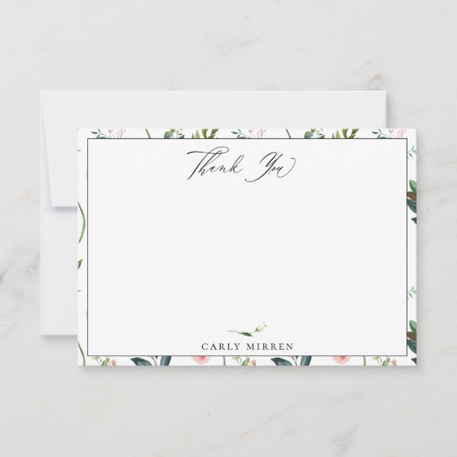 Elegant Garden Botanical Thank You Note Card (Front)