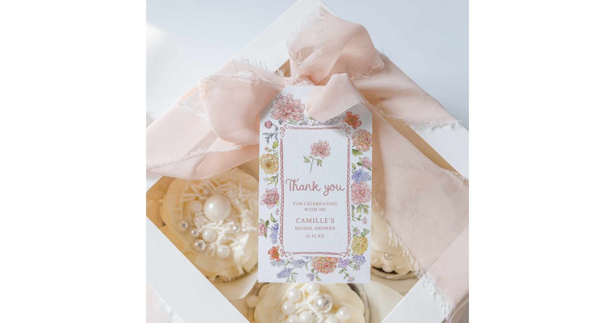 Elegant Garden Bridal Shower Thank you Gift Tags | Zazzle