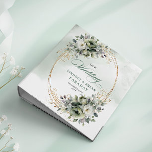 Elegant Garden Dusty Green Eucalyptus Wedding Memo 3 Ring Binder