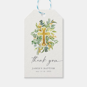 elegant garden floral baptism Thank You Gift Tags