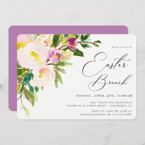 Elegant Garden Floral Easter Brunch Invitation