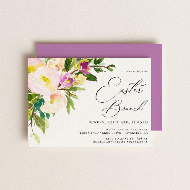 Elegant Garden Floral Easter Brunch Invitation (Creator Uploaded)