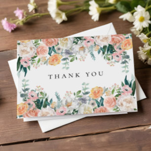 Elegant Garden Floral Greenery 90th Birthday Party Letterpress Thank You Card