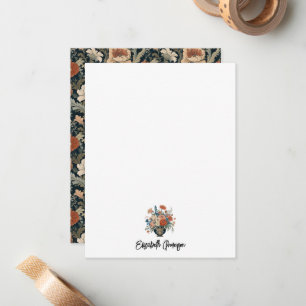Elegant Garden Floral Monogram Stationery Note Card