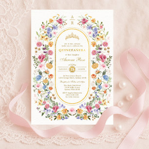 Elegant Garden Floral Quinceanera 15th Birthday Invitation